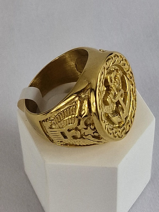 Roestvrij Staal Viking Goud Anker Heren Ring 18K Verguld Waterproof