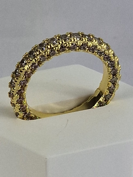 Diamant Band Ring met Zirkonia - 14K Verguld - Rhodium Plated