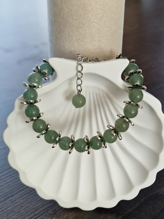 Handgefertigtes grünes Kristallarmband, 16+5 cm