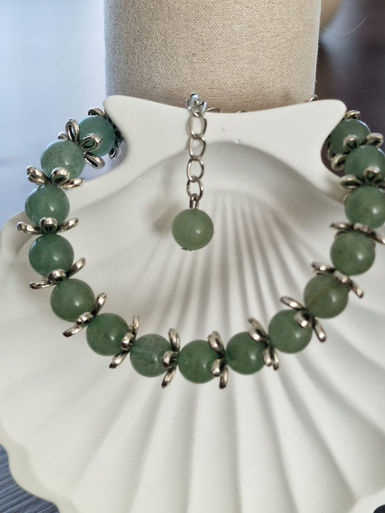 Handgefertigtes grünes Kristallarmband, 16+5 cm