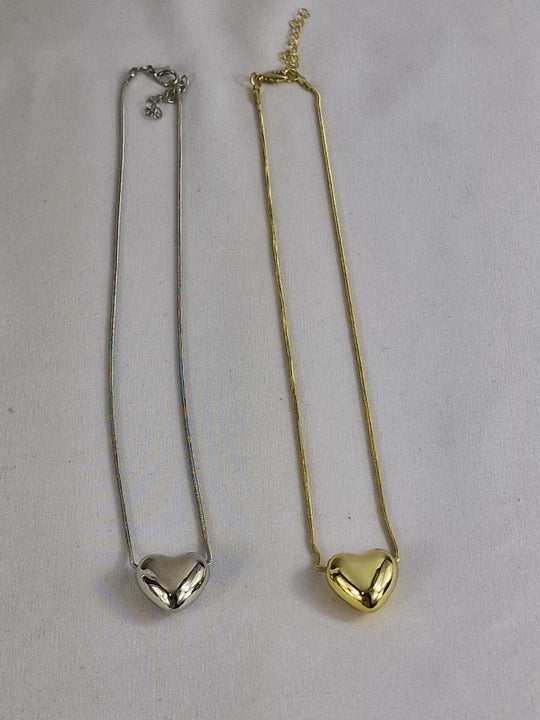 Herzförmige Choker-Halskette – 14 Karat vergoldet – Gold &amp; Silber