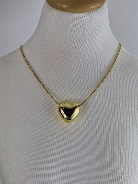 Herzförmige Choker-Halskette – 14 Karat vergoldet – Gold &amp; Silber