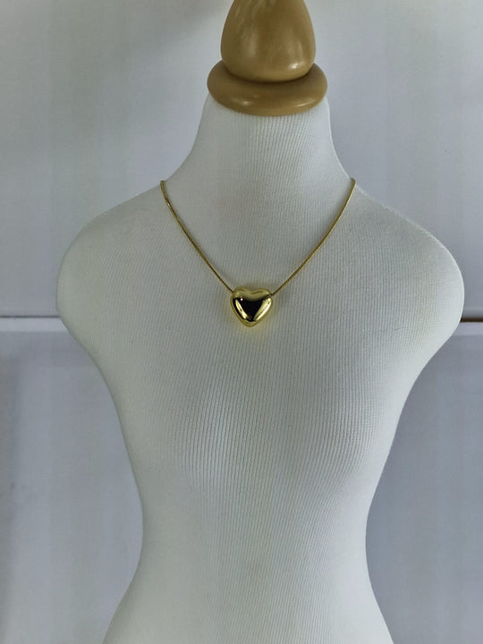 Herzförmige Choker-Halskette – 14 Karat vergoldet – Gold &amp; Silber