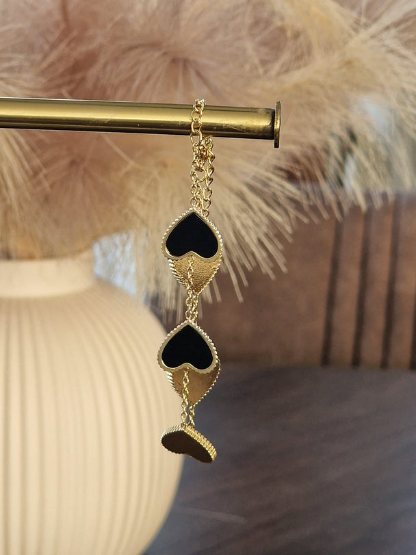 Hartjes Armband Zwart Emaille