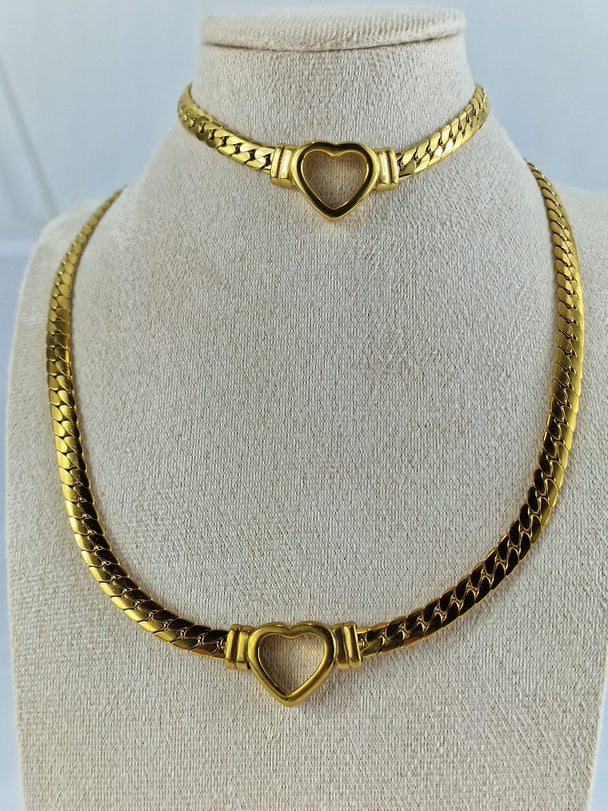 Gouden Hartjes Ketting en Armband Set