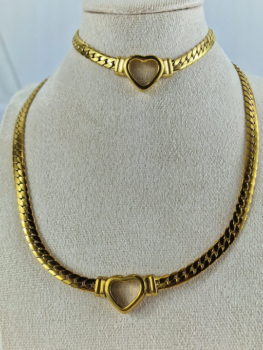 Gouden Hartjes Ketting en Armband Set