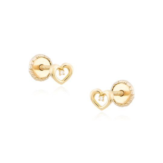 Hartjes Oorknoppen 14K Goud met Natuurlijk Diamant