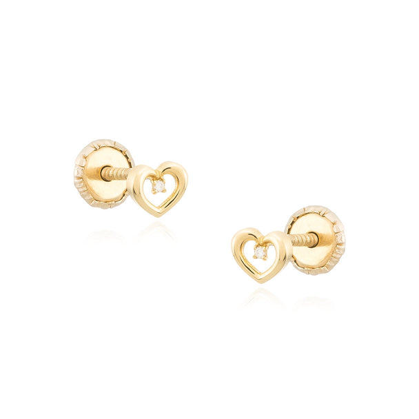 Hartjes Oorknoppen 14K Goud met Natuurlijk Diamant