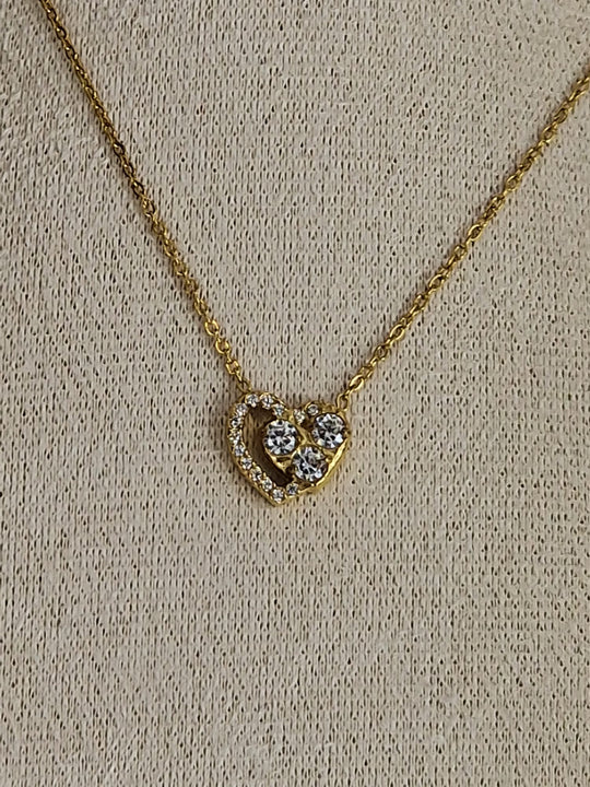 Gouden Hartjes Ketting 50cm met Zirkonia - 18K Verguld Dames