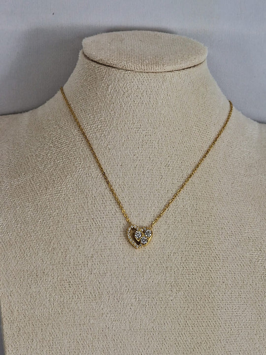 Gouden Hartjes Ketting 50cm met Zirkonia - 18K Verguld Dames
