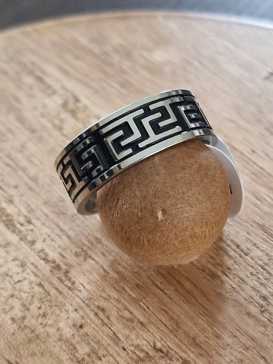 Heren Ring 316L Roestvrij Staal met Grieks Motief