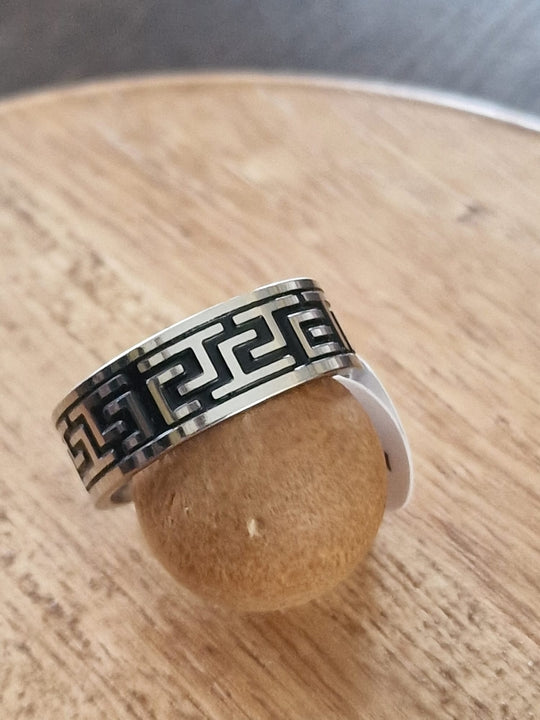 Heren Ring 316L Roestvrij Staal met Grieks Motief