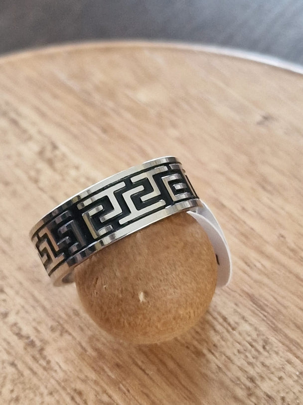 Heren Ring 316L Roestvrij Staal met Grieks Motief