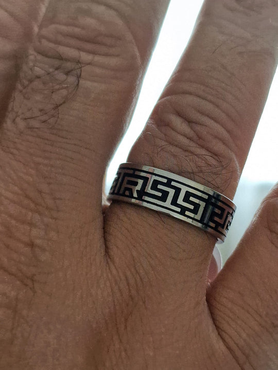 Heren Ring 316L Roestvrij Staal met Grieks Motief