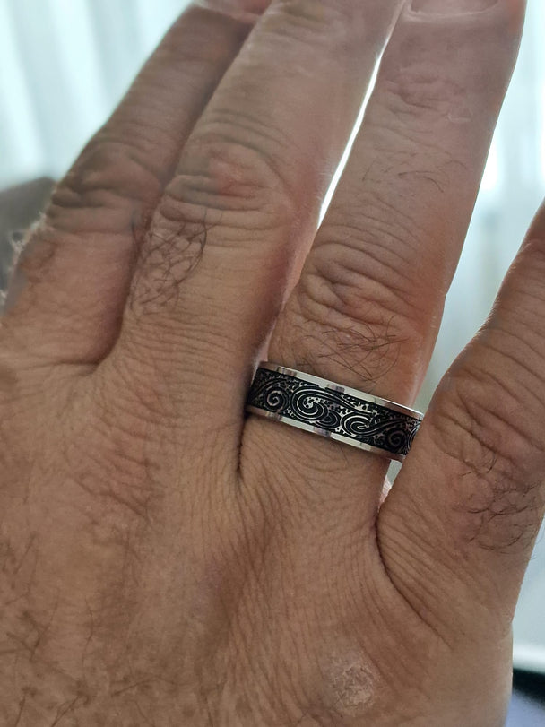 Heren Ring 316L Roestvrij Staal met Spiraal Motief