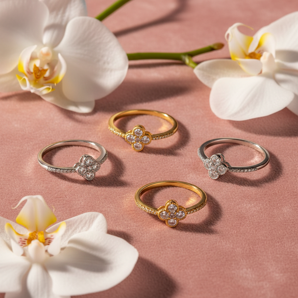 Klavervier Ring 925 Zilver - Geluksring met Zirkonia