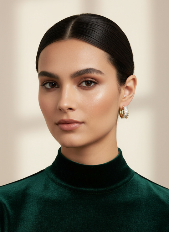 Elegante Creolen mit Zirkonia-Stein – 18 Karat vergoldet – Gold &amp; Silber