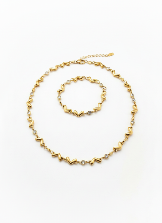 Wave Set Goud 2-Delig