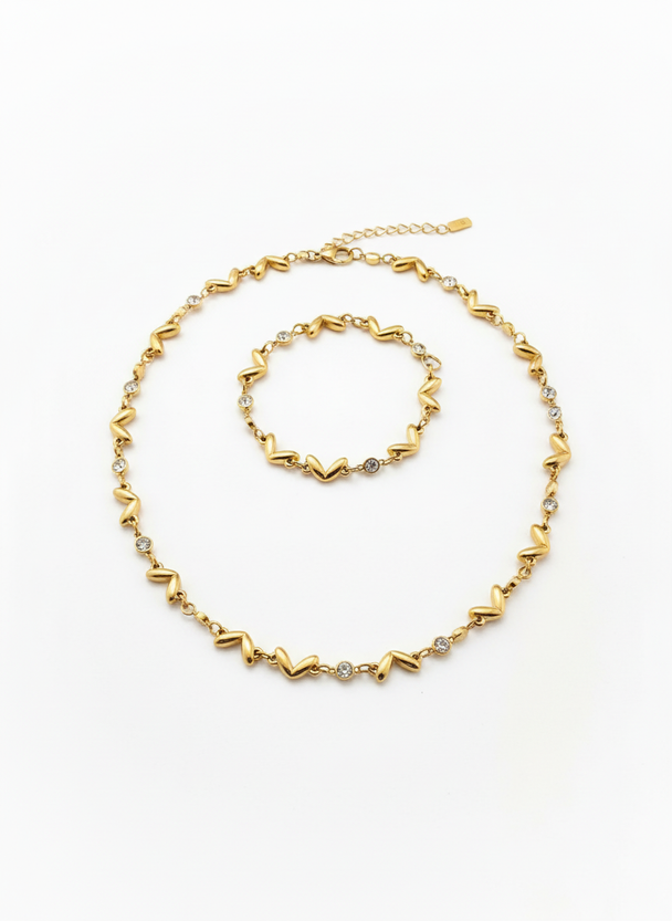 Wave Set Goud 2-Delig