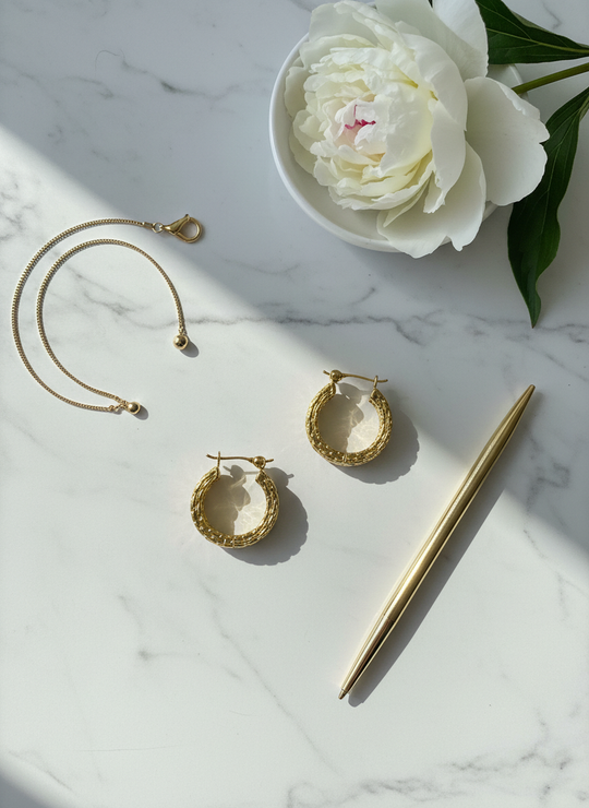 Textured Hoops Goud 18K