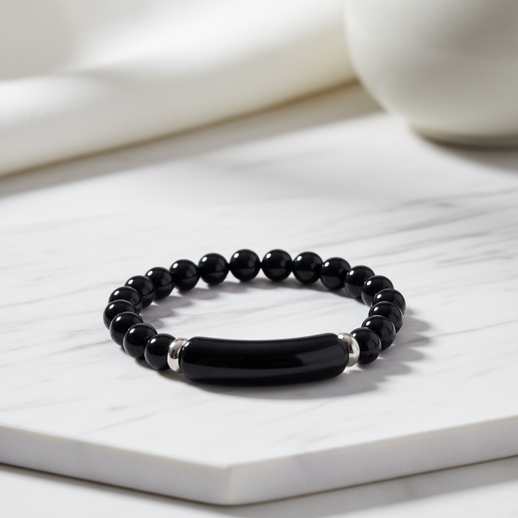 Zwarte agaat armband natuursteen luxe product fotografie