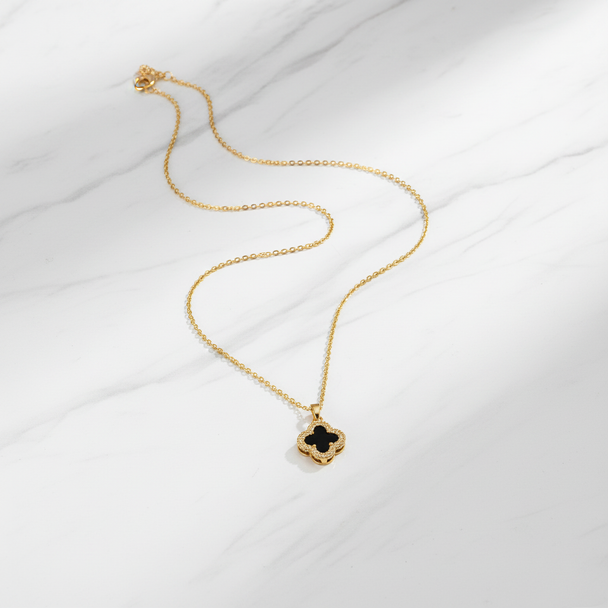 Klavervier Ketting Goud 18K