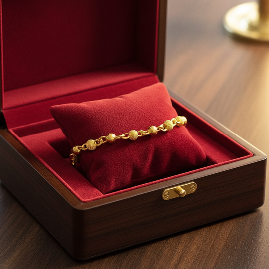 Gouden bolletjes armband in luxe doos