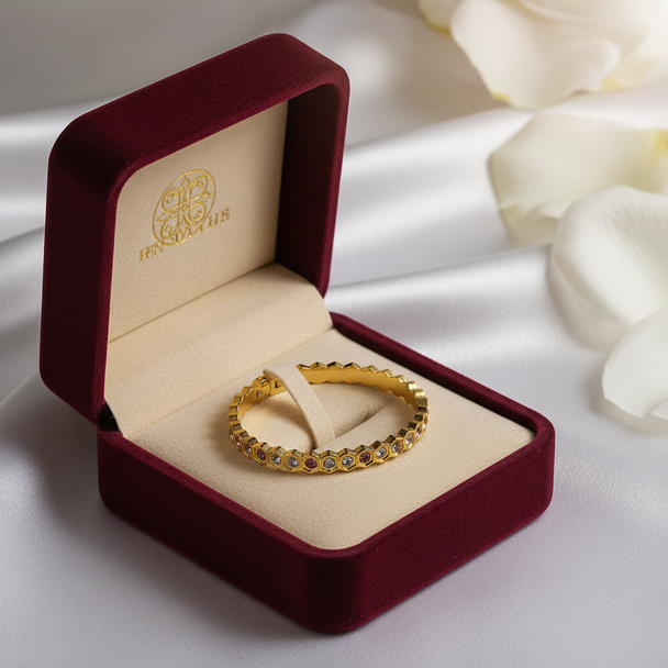 Gouden hexagon armband zirkonia in luxe doos