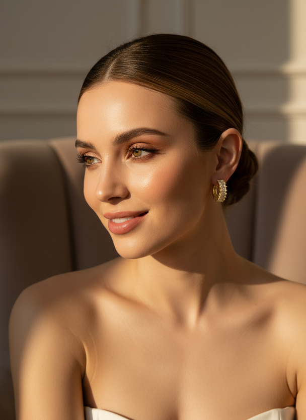 Elegante Creolen mit Zirkonia-Stein – 18 Karat vergoldet – Gold &amp; Silber