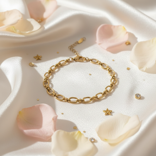 Schakelarmband op zijde met rozen