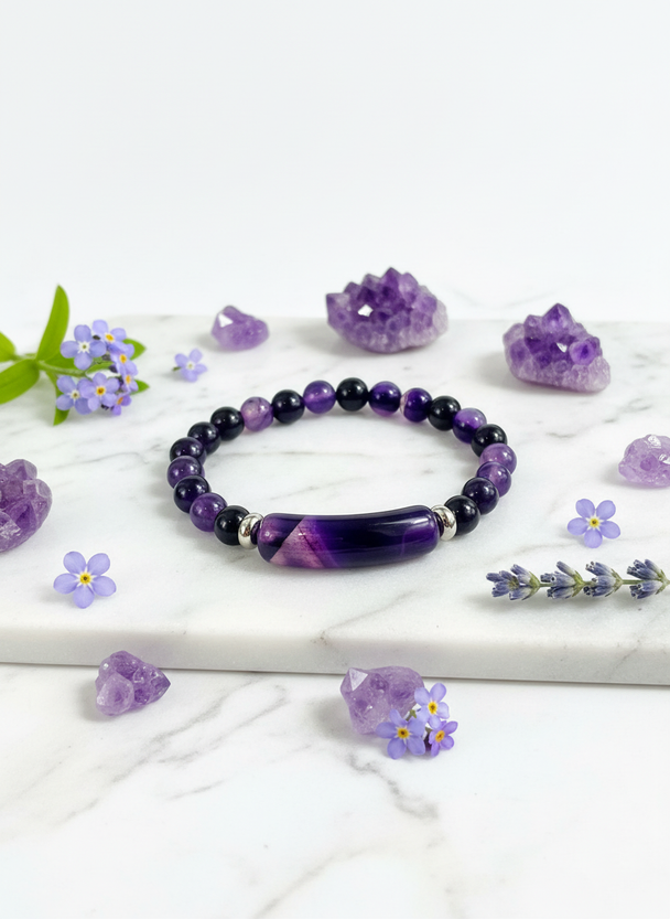 Paarse Agaat Armband 8mm