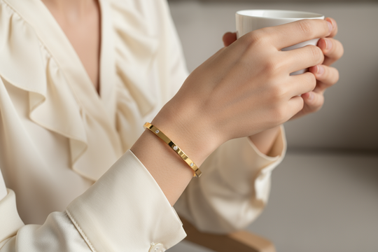 Slavearmband 6mm - 14K Verguld met Zirkoon Stenen Dames