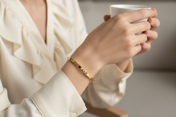 Slavearmband 6mm - 14K Verguld met Zirkoon Stenen Dames