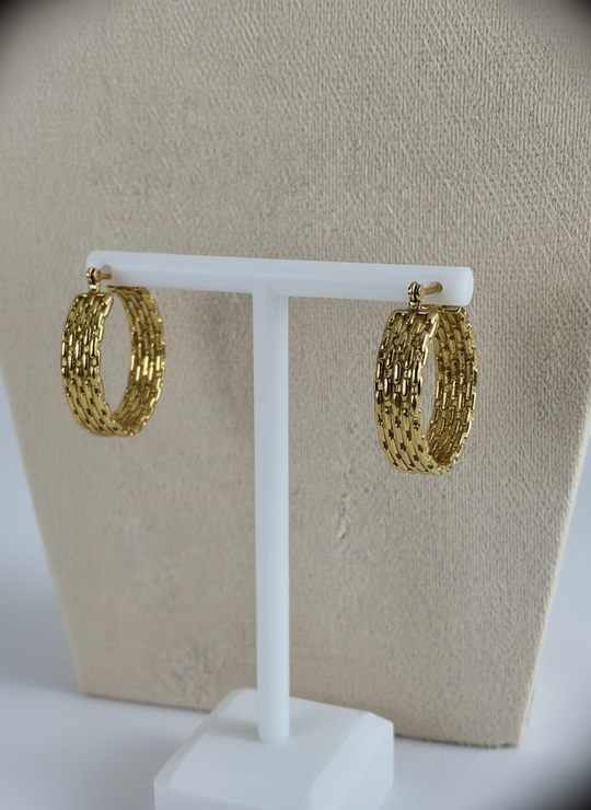 Textured Hoops Goud 18K