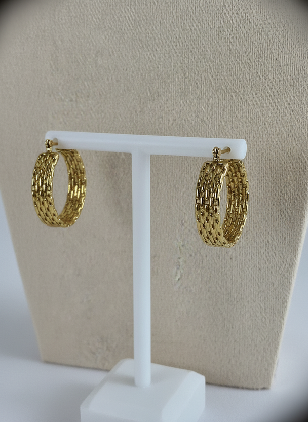 Textured Hoops Goud 18K