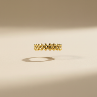 Zwevende dubbele bolletjesring goud