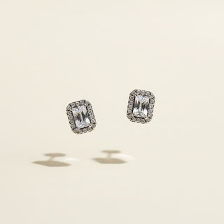 Baguette oorknopjes zilver 925 zwevend