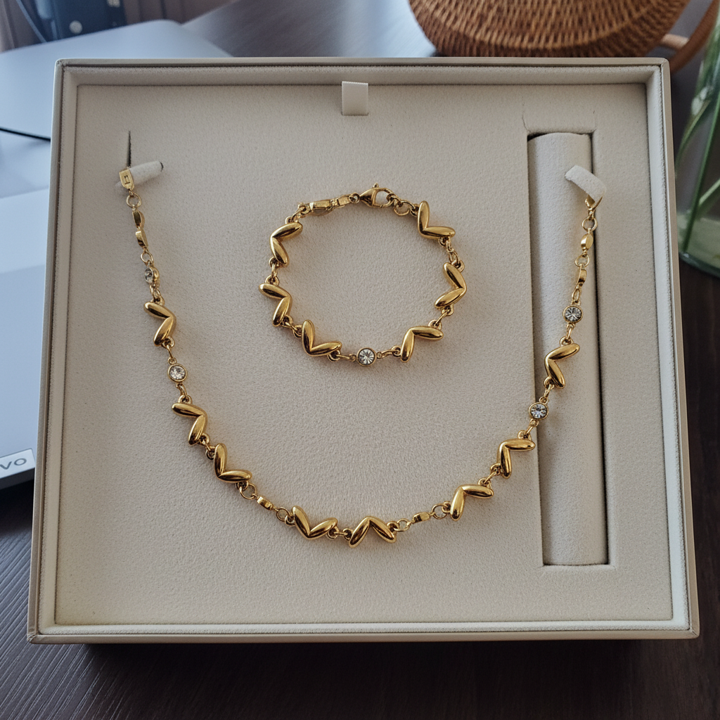 Zigzag set in luxe sieradendoos zonder logo