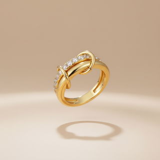 Zwevende dubbele ring set goud met zirkonia