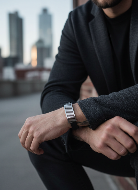 Heren Armband Rubber Staal