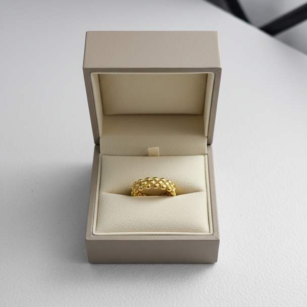 Dubbele bolletjesring in luxe sieradendoos zonder logo