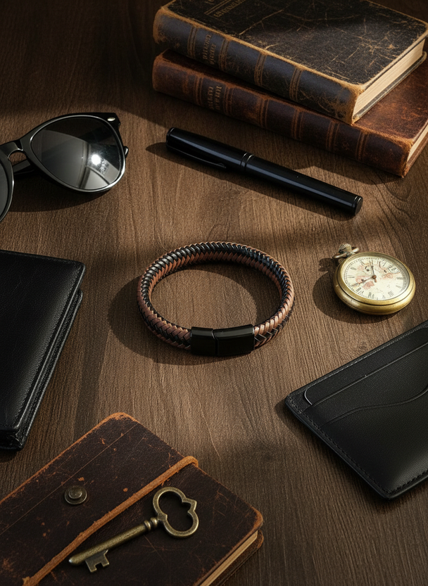 Heren Armband Bruin Zwart Leer