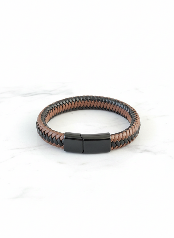 Heren Armband Bruin Zwart Leer