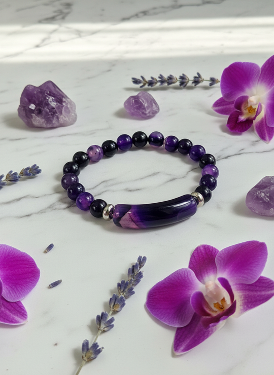 Paarse Agaat Armband 8mm