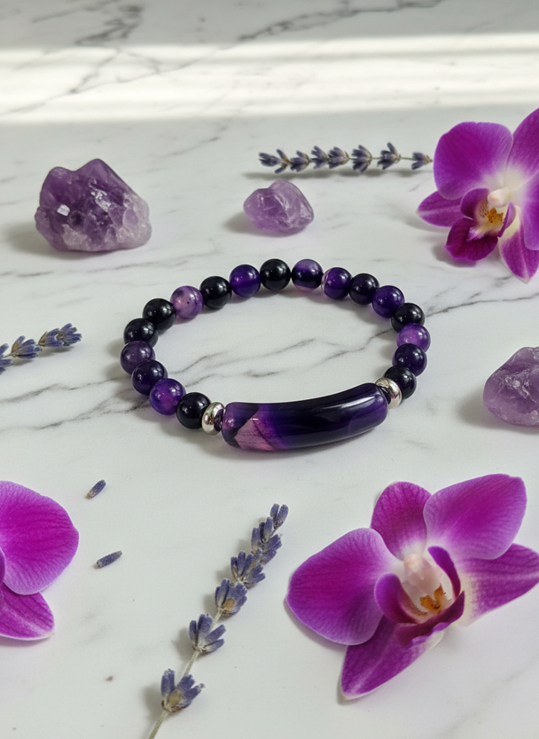 Paarse Agaat Armband 8mm
