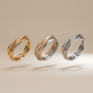 Zwevende mindfulness ringen alle 3 variaties tricolor mixed zilver