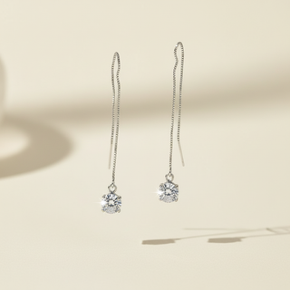 Zilveren doortrek oorbellen zwevend