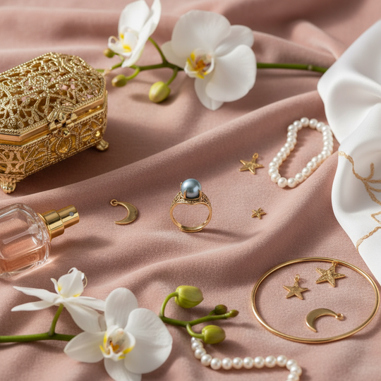 Ring Vintage Goud Blauwe Parel