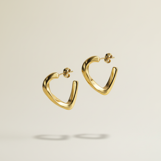 Vierkante gouden creool oorbellen zwevend