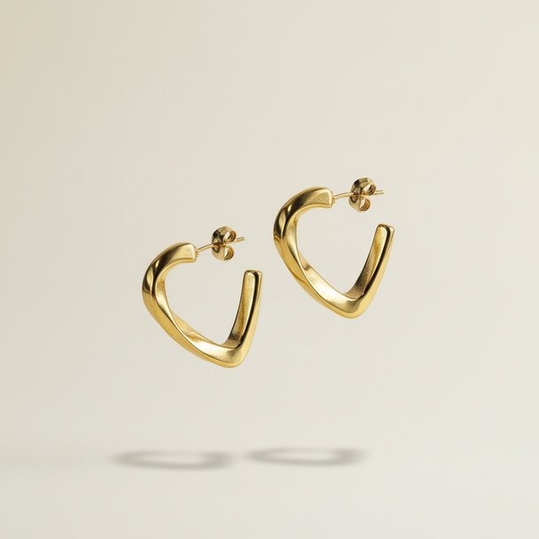 Vierkante gouden creool oorbellen zwevend